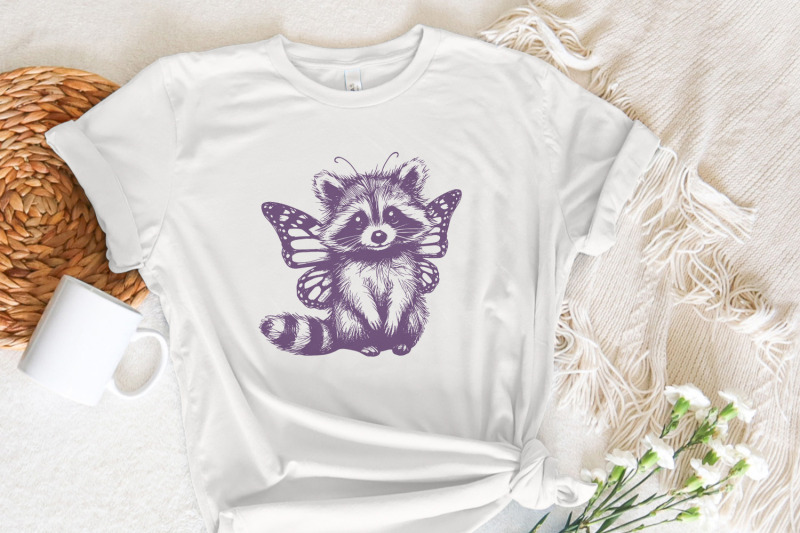 cute-hybrid-raccoon-with-butterfly-wings-png-vintage-animal-png-funn