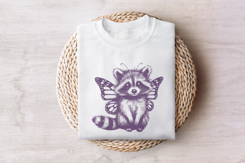 cute-hybrid-raccoon-with-butterfly-wings-png-vintage-animal-png-funn