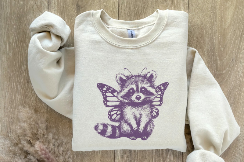 cute-hybrid-raccoon-with-butterfly-wings-png-vintage-animal-png-funn