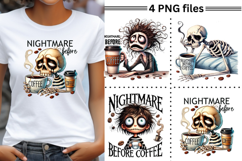 nightmare-before-coffee-sublimation-design-set-skeleton-amp-horror-png