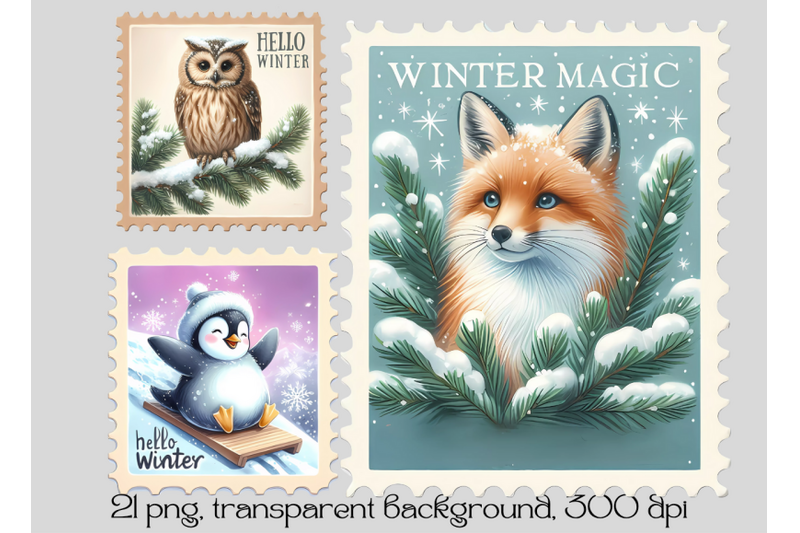 winter-postage-stamps