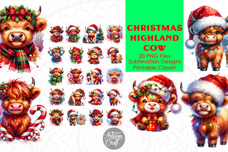 christmas-highland-cow-clipart-png-sublimation