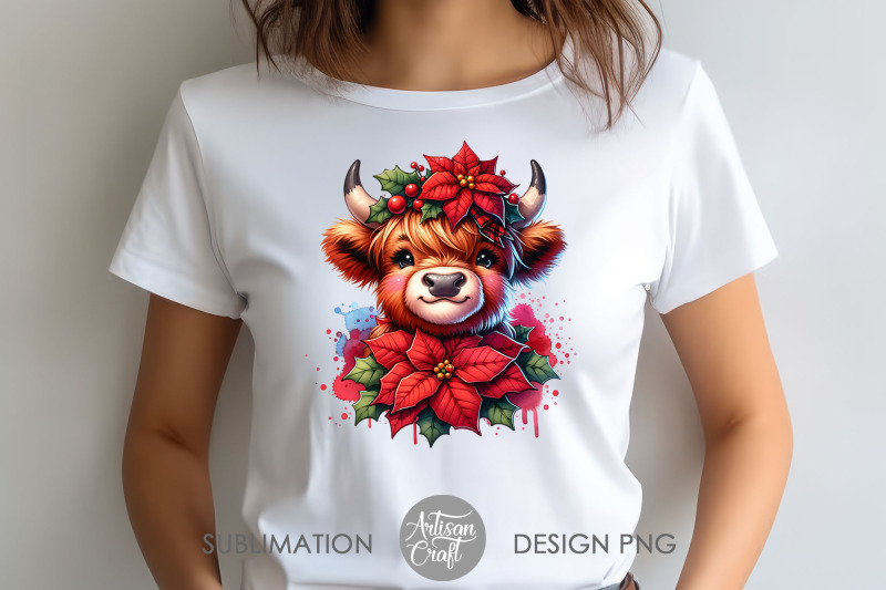 christmas-highland-cow-clipart-png-sublimation