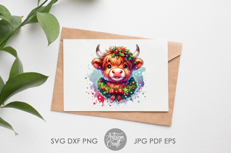 christmas-highland-cow-clipart-png-sublimation