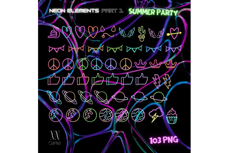 neon-summer-party-clipart-bundle-tropical-retro-cocktail-flamingo