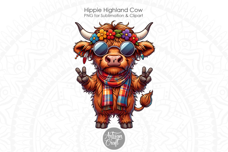 hippie-highland-cow-peace-sign-hippie-cow-quirky-animal