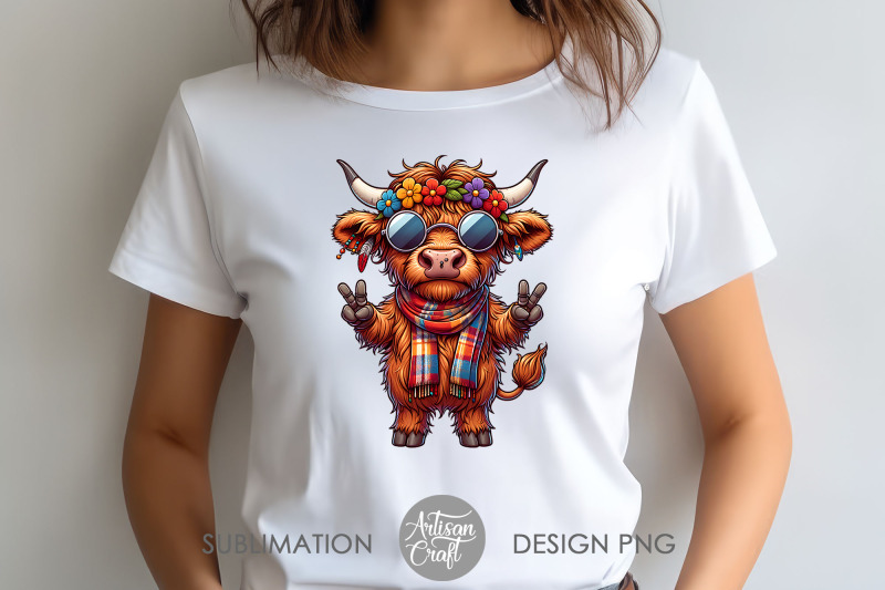 hippie-highland-cow-peace-sign-hippie-cow-quirky-animal