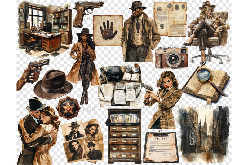 detective-clipart-true-crime-png-bundle