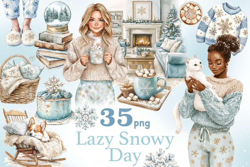 lazy-snowy-day-clipart-christmas-graphics-bundle