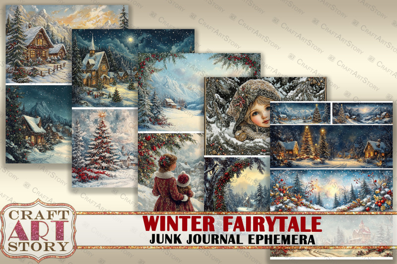 winter-fairytale-digital-paper-junk-journal-ephemera