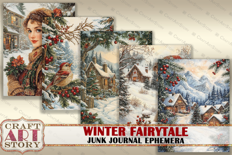 winter-fairytale-digital-paper-junk-journal-ephemera