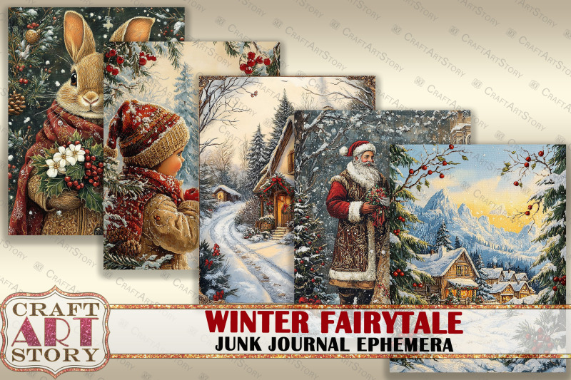 winter-fairytale-digital-paper-junk-journal-ephemera