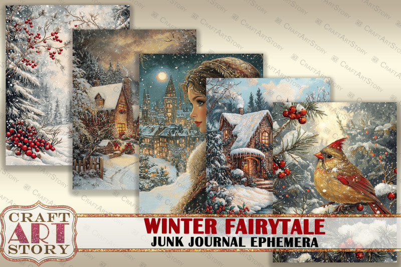 winter-fairytale-digital-paper-junk-journal-ephemera