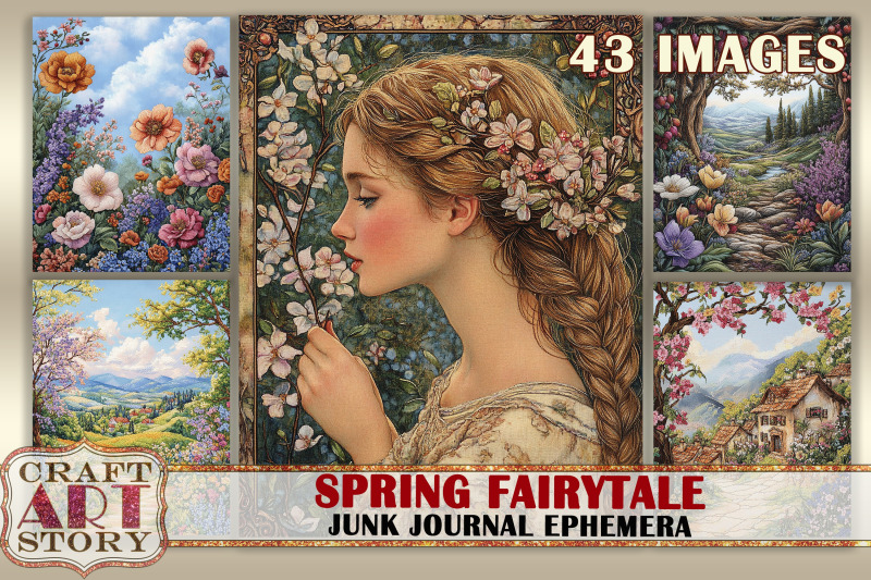 spring-fairytale-digital-paper-junk-journal-ephemera