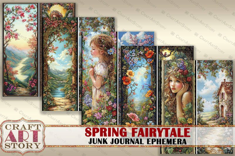 spring-fairytale-digital-paper-junk-journal-ephemera