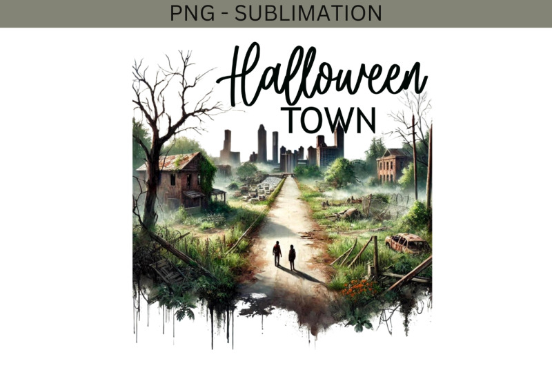 halloween-town-png-digital-download-watercolor-sublimation-hallowee