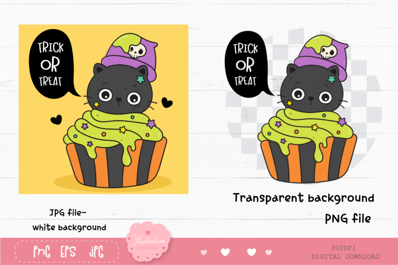 halloween-cats-on-cupcake-kawaii-clipart-kitten-animal