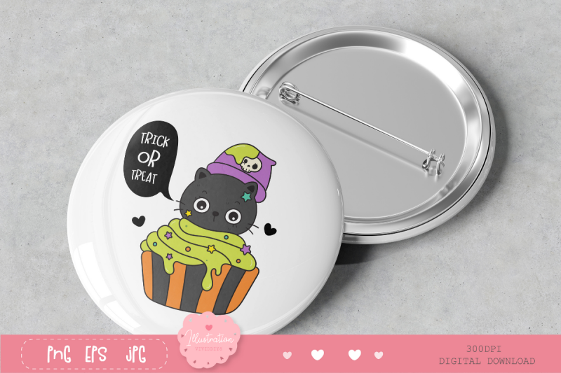 halloween-cats-on-cupcake-kawaii-clipart-kitten-animal