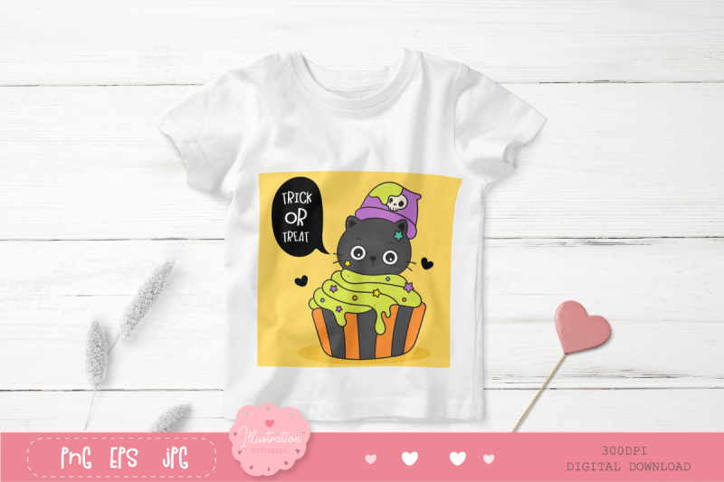 halloween-cats-on-cupcake-kawaii-clipart-kitten-animal