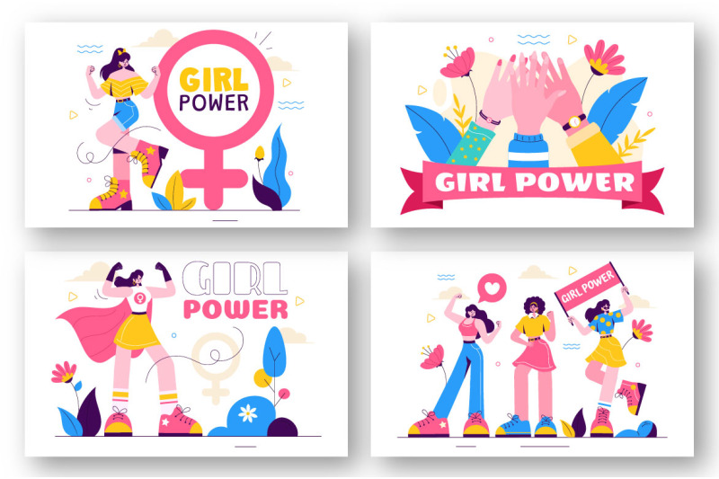 9-girl-power-vector-illustration