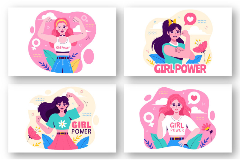 9-girl-power-vector-illustration