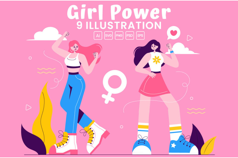 9-girl-power-vector-illustration