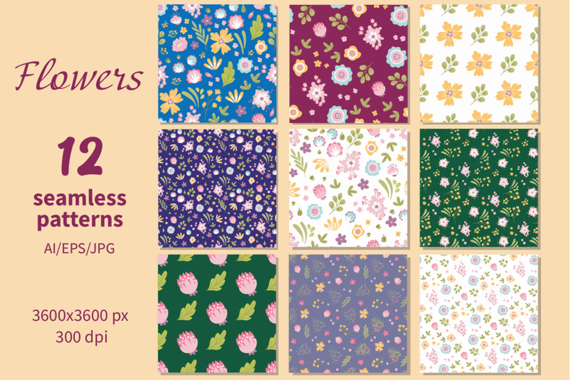 flowers-paper-seamless-patterns