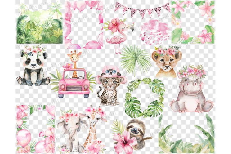 pink-safari-clipart-baby-shower-png-bundle