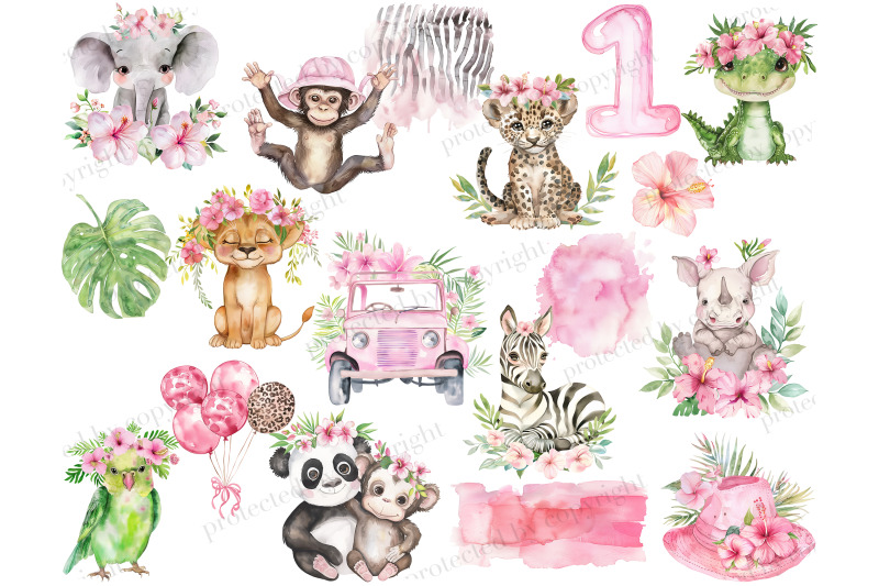 pink-safari-clipart-baby-shower-png-bundle