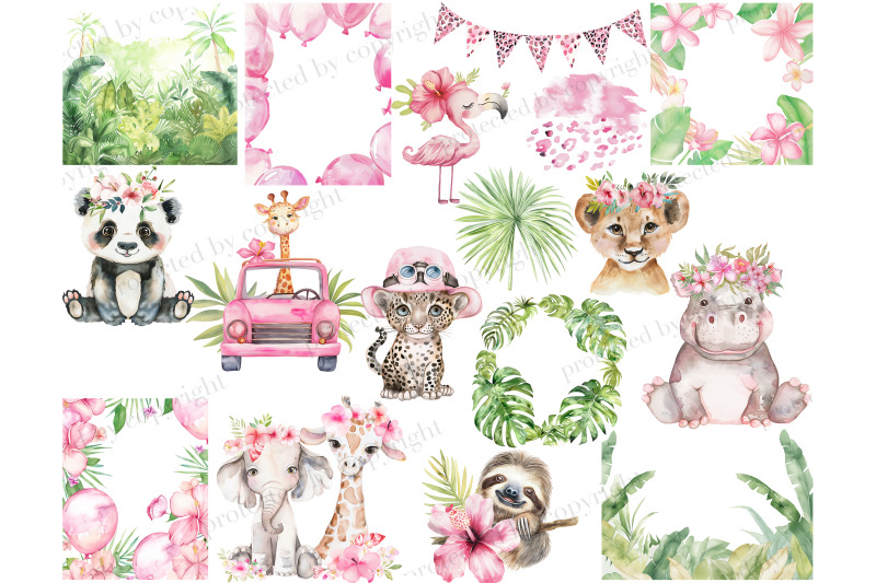 pink-safari-clipart-baby-shower-png-bundle