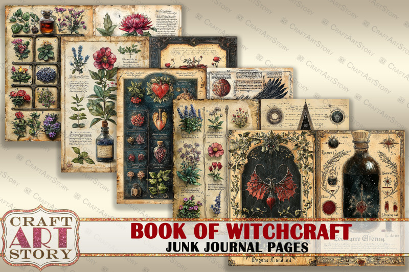 book-witchcraft-junk-journal-pages-printable-mystic-witch