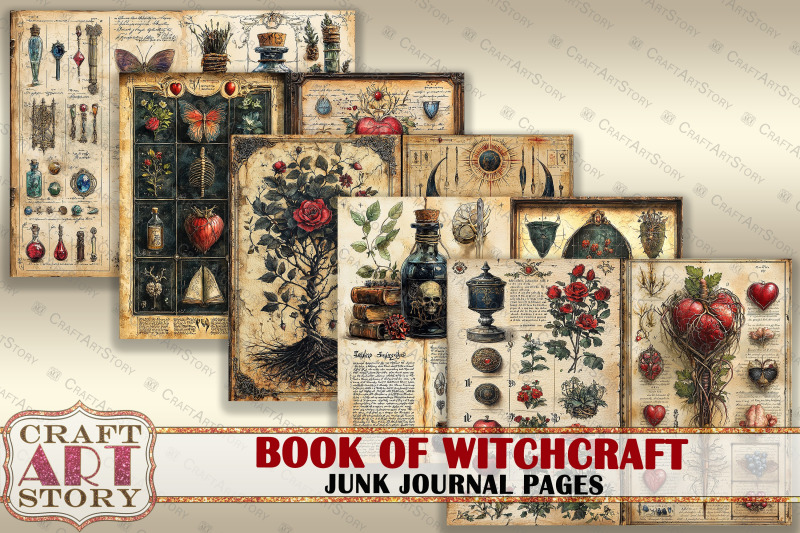 book-witchcraft-junk-journal-pages-printable-mystic-witch