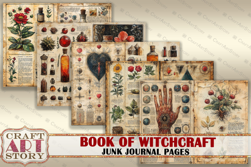 book-witchcraft-junk-journal-pages-printable-mystic-witch