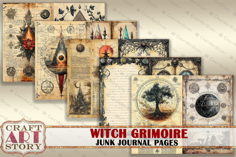 witch-grimoire-junk-journal-pages-printable-mystic-witch