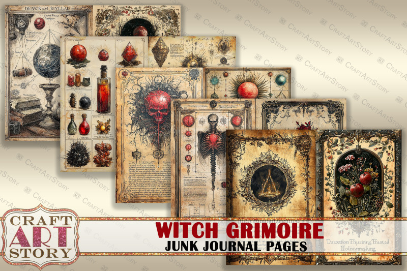 witch-grimoire-junk-journal-pages-printable-mystic-witch