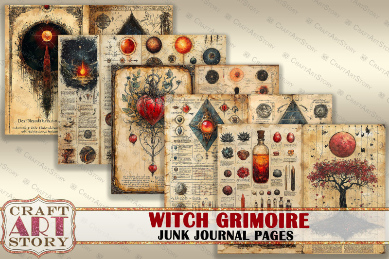 witch-grimoire-junk-journal-pages-printable-mystic-witch