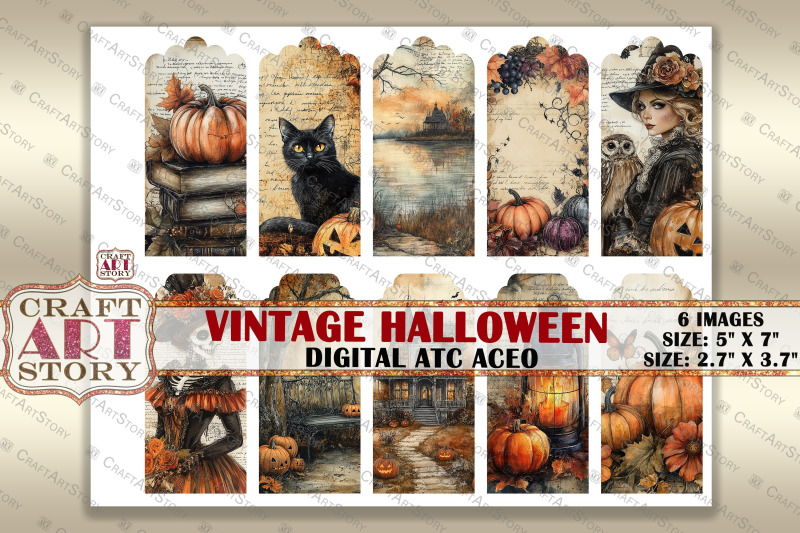 halloween-2-picture-collage-cards-atc-bonus-decoupage