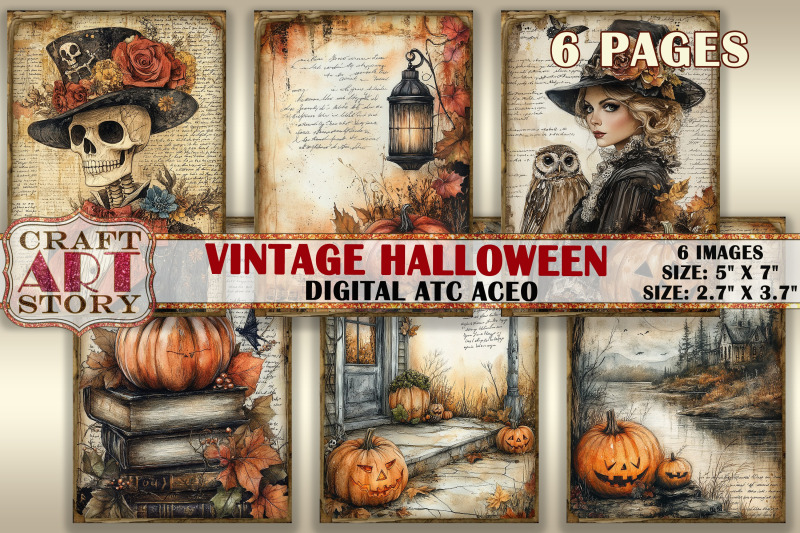 halloween-2-picture-collage-cards-atc-bonus-decoupage