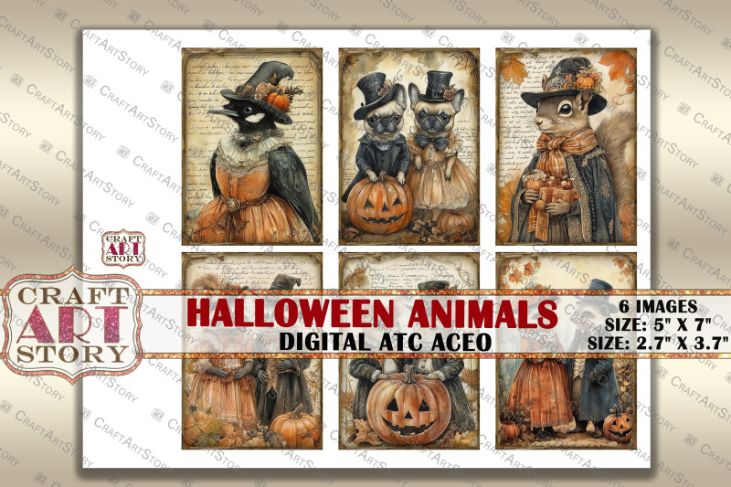 halloween-animals-1-picture-collage-cards-atc-bonus