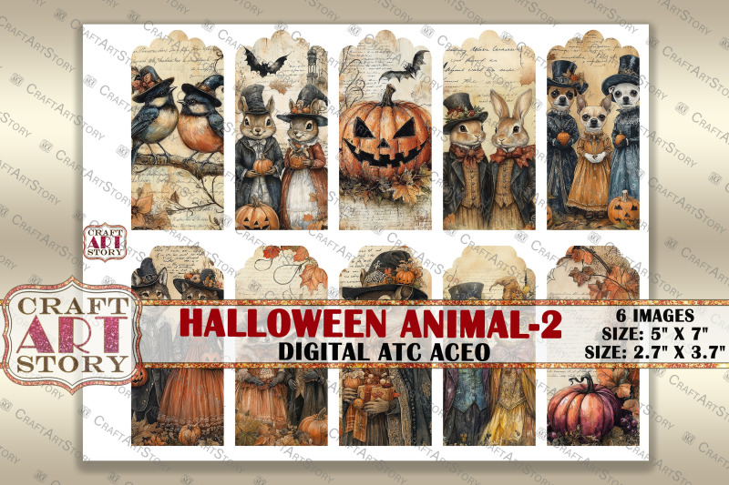 halloween-animals-2-picture-collage-cards-atc-bonus