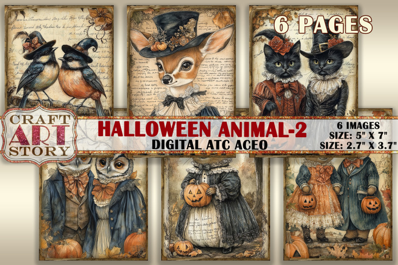 halloween-animals-2-picture-collage-cards-atc-bonus