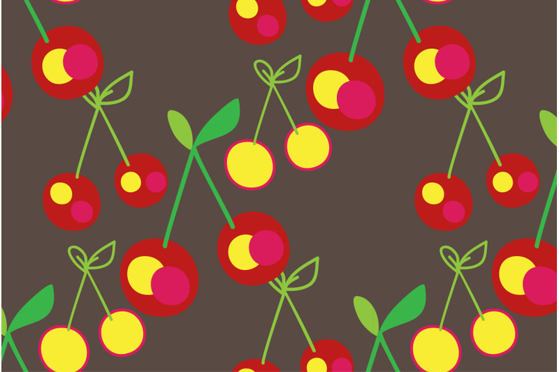 cherry-seamless-pattern-red-green-on-black-background-botanical-outl