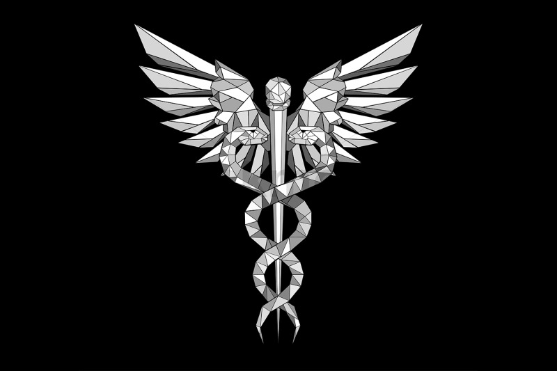 gray-polygonal-caduceus-symbol