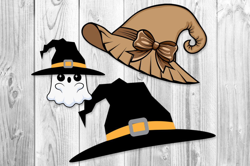 cute-ghost-witch-hat-brimmed-hat-clip-art-set