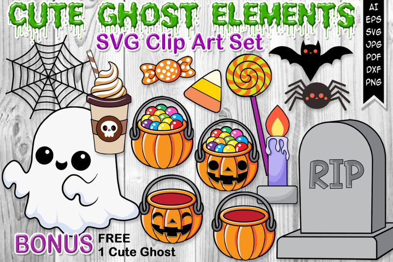 cute-ghost-decor-elements-svg-clip-art-set