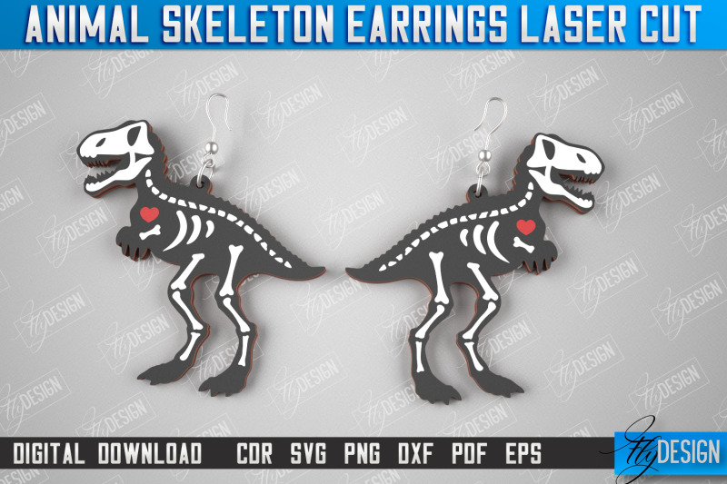 tyrannosaurus-rex-skeleton-earrings-halloween-earrings-jewelry