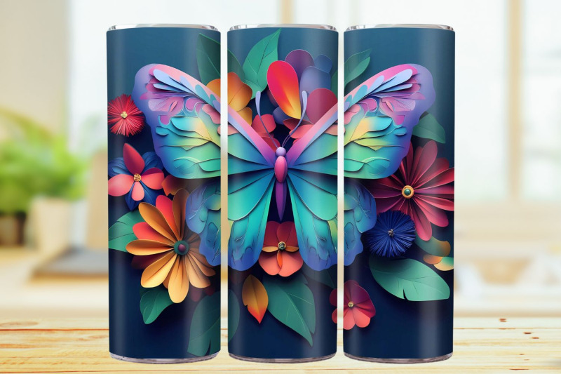 3d-butterfly-20oz-skinny-tumbler-wrap-sublimation-design