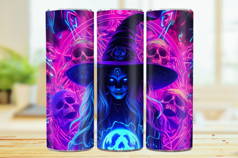 neon-witch-20oz-skinny-tumbler-wrap-sublimation-design