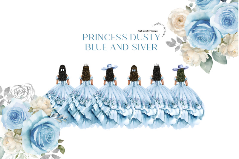 dusty-blue-princess-charra-dress-clipart-blue-silver-geometric