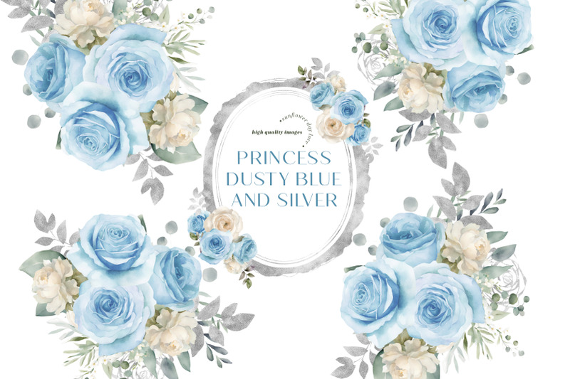 dusty-blue-princess-charra-dress-clipart-blue-silver-geometric